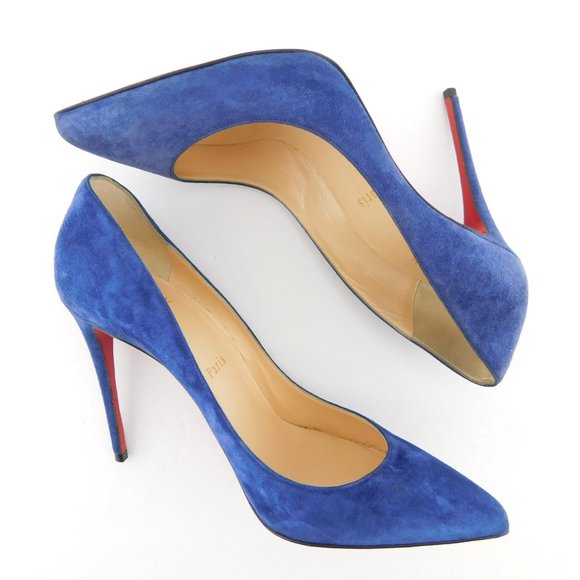 CHRISTIAN LOUBOUTIN Brilliant Blue Suede Leather Stiletto Heel Pumps 37 - Picture 5 of 10